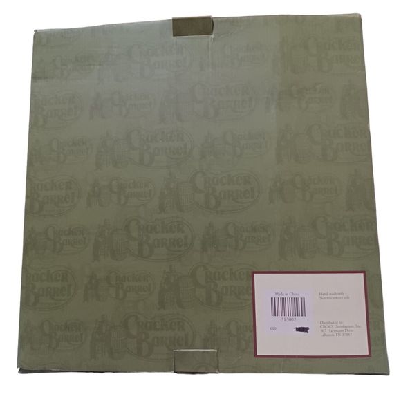 CRACKER BARREL Plaid Tidings Serveware GLASS SNOWMAN PLATE 12" with Original Box - Picture 3 of 5